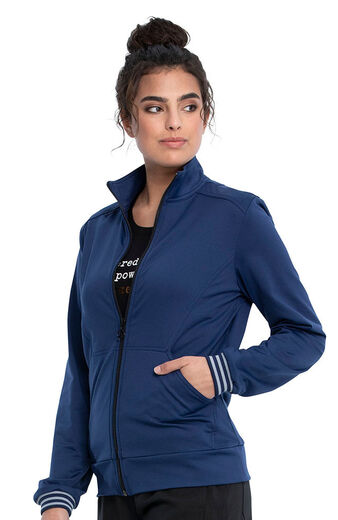 Clearance Women's Zip Front Knit Solid Scrub Jacket