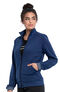 Clearance Women's Zip Front Knit Solid Scrub Jacket, , large