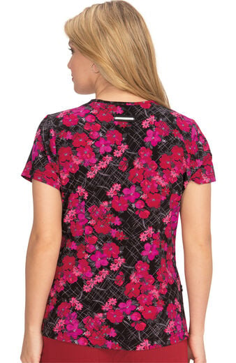 Clearance Women's Early Energy Brush Stroke Floral Print Scrub Top