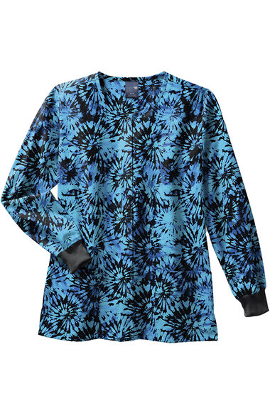 Clearance Women's Far Out Blue Tie Dye Print Warm Up Jacket, , large