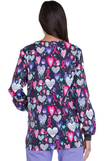 Clearance Women's Snap Front Heart Print Scrub Jacket