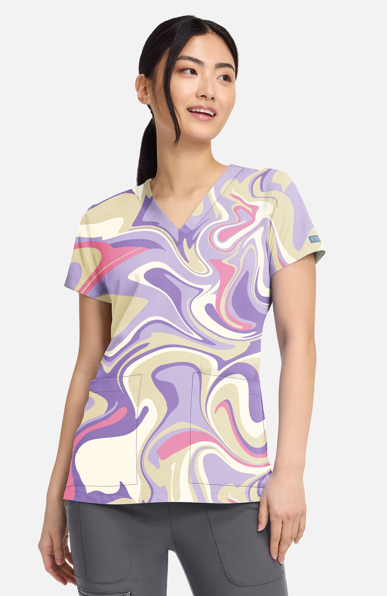 Women's Vicky Sporty Marble Print Scrub Top