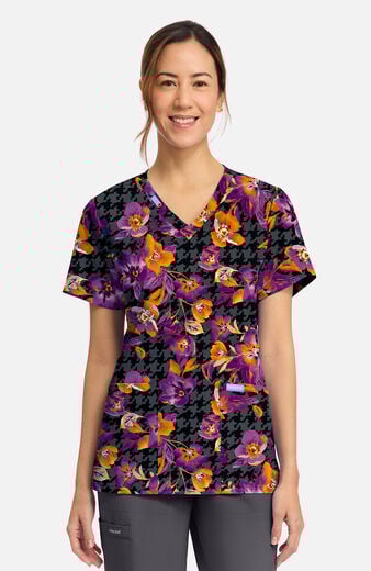 Women's Velvet Floral Print Scrub Top Women's Velvet Floral Print Scrub Top