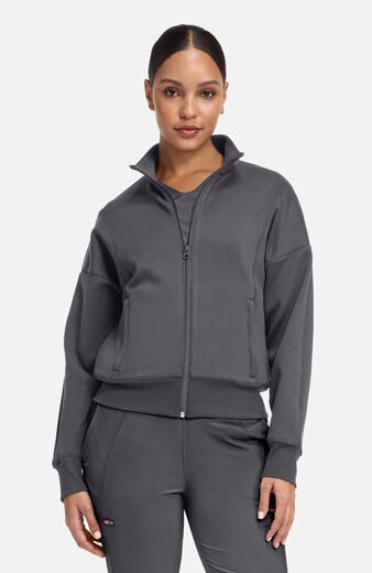 Women's Zip Front Dolman Cropped Scrub Jacket Women's Zip Front Dolman Cropped Scrub Jacket