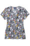 Clearance Women's Pedal Pets Print Scrub Top, , large