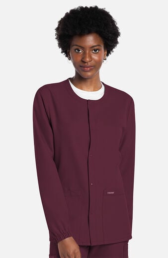 Unisex Snap-Front Crew Neck Scrub Jacket Unisex Snap-Front Crew Neck Scrub Jacket