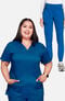Women's V-Neck Solid Scrub Top & Tapered Jogger Scrub Pant Set, , large
