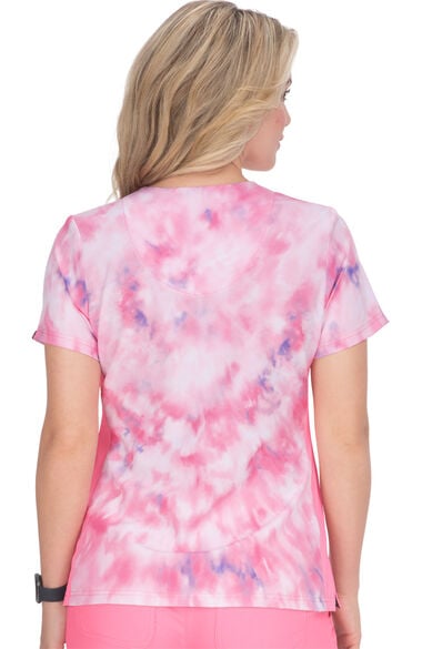 Clearance Women's Reform Ombre Tie Dye Hearts Print Scrub Top, , large
