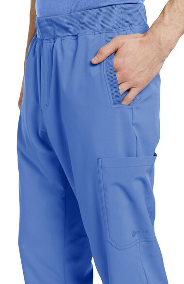 Men's Scrub Set: V-Neck Solid Top & Mesh Waist Stretch Pant, , large