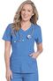 Clearance Women's Rounded V-Neck Solid Scrub Top, , large