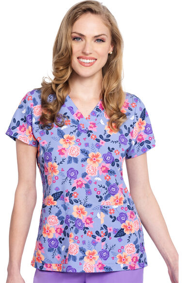 Women's Vicky Friendly Floral Print Scrub Top, , large