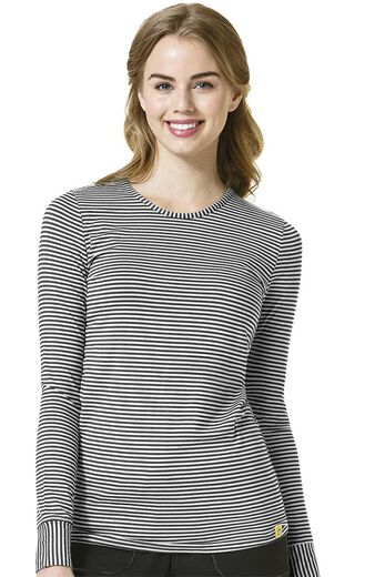 Clearance Women's Silky Long Sleeve Stripe Print Underscrub T-Shirt