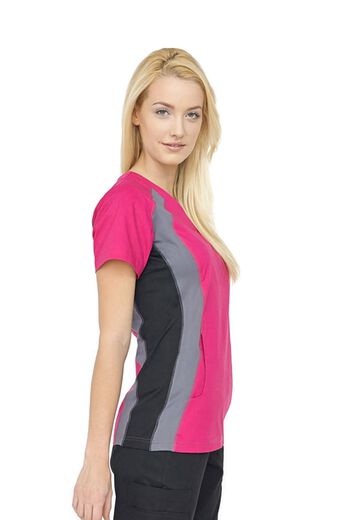Clearance Women's V-Neck Side Panel Solid Scrub Top
