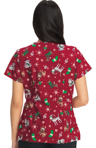 Clearance Women's Bell Holly Jolly Puppies Print Scrub Top