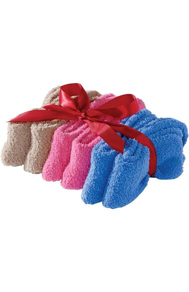 Unisex Fuzzy Non-Skid Solid Sock 6 Pack, , large