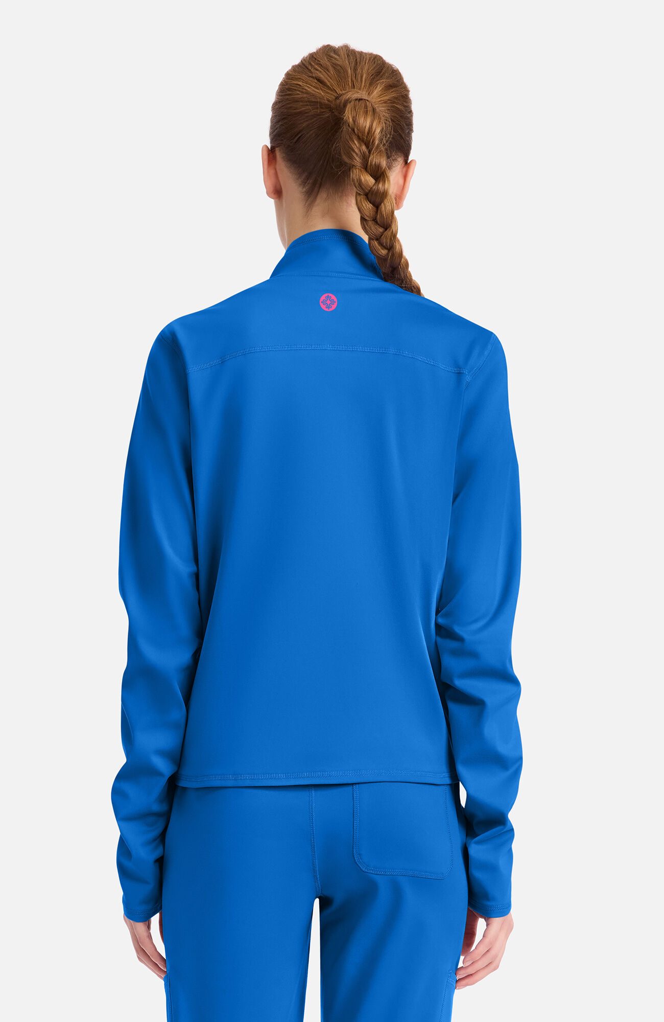 Women's Warm Knit Zip Front Scrub Jacket, ROY Royal | royal, large