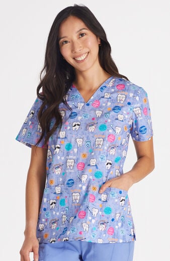 Women's Dental Affirmations Print Scrub Top Women's Dental Affirmations Print Scrub Top