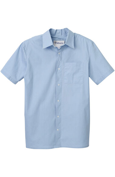 Men's Open Back Short Sleeve Button Down Shirt, , large