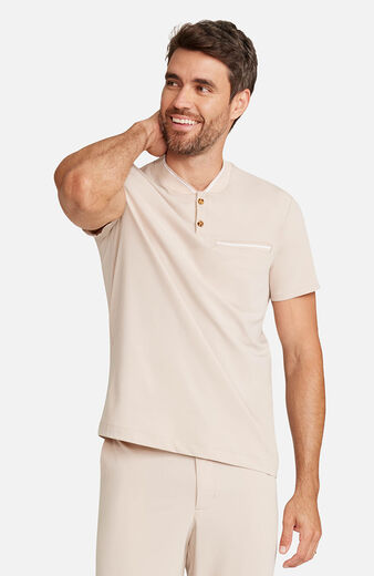 Men’s Rib Collar Henley Scrub Top Men’s Rib Collar Henley Scrub Top