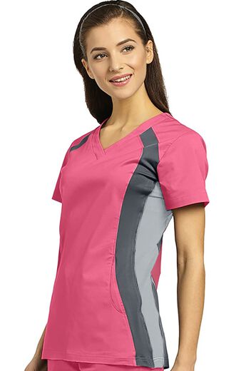 Women's V-Neck Side Panel Solid Scrub Top, Women's V-Neck Side Panel Solid Scrub Top