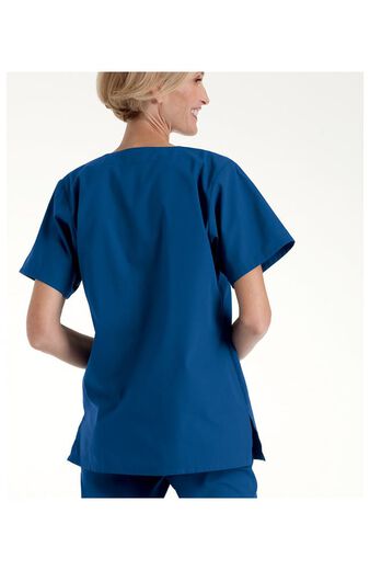 Clearance Women's Snap Front 4-Pocket V-Neck Solid Scrub Top