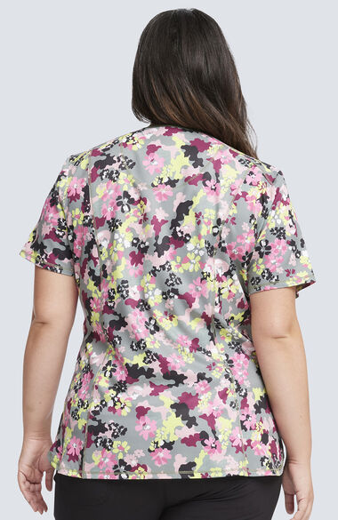 Clearance Women's Floral Camotion Print Scrub Top, , large