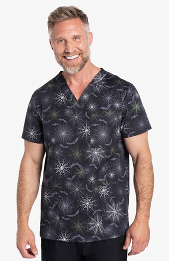 Unisex Night Webs Print Scrub Top Unisex Night Webs Print Scrub Top