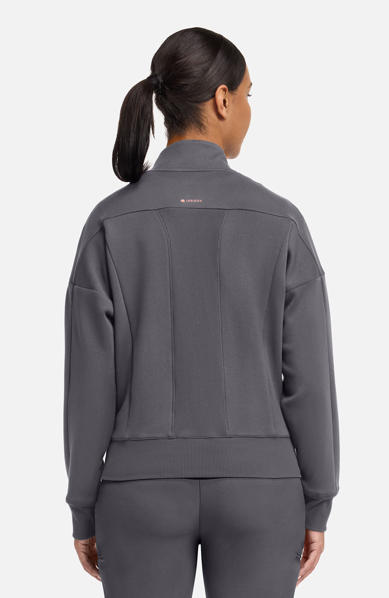 Women's Zip Front Dolman Cropped Scrub Jacket, , large