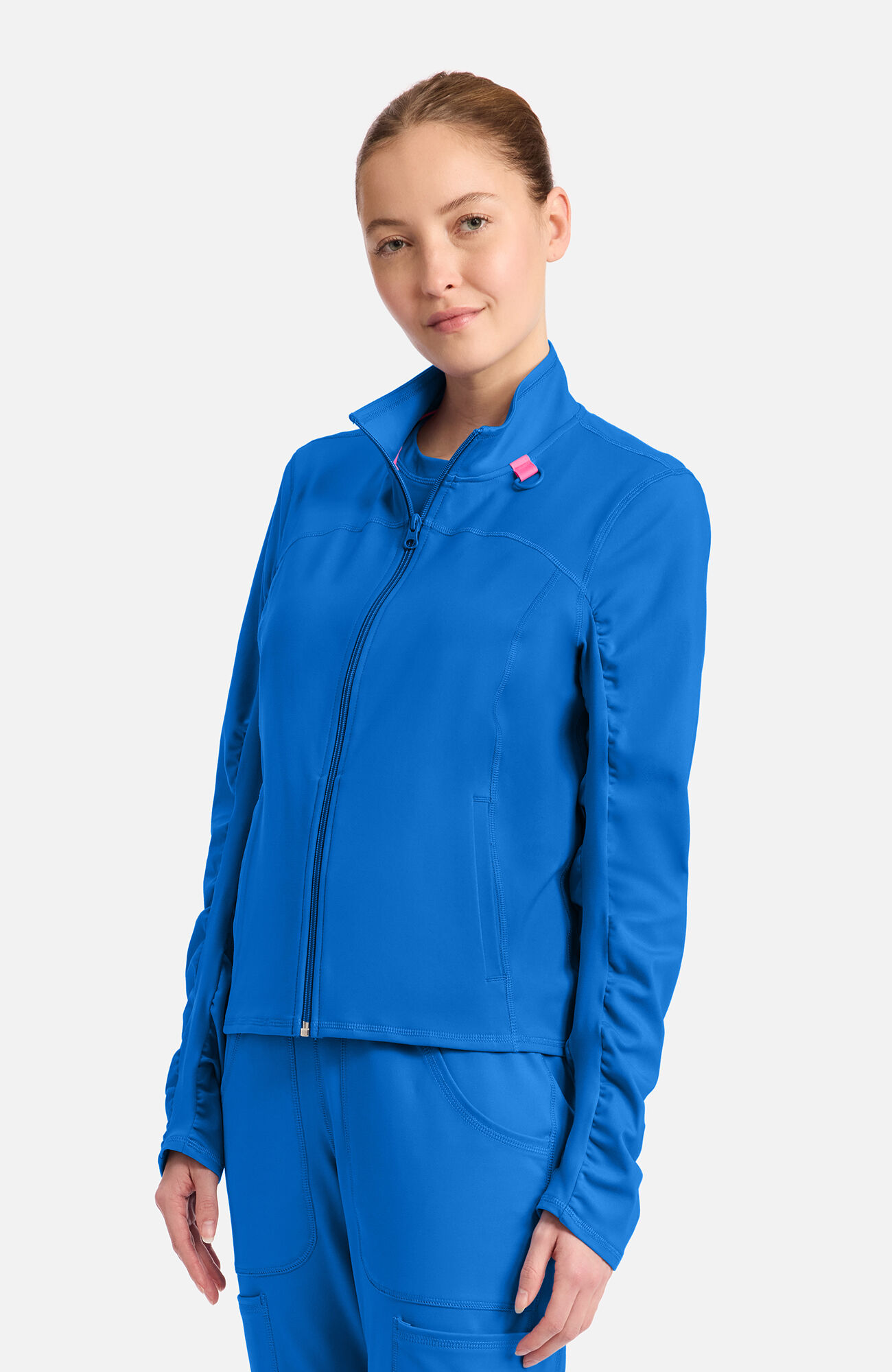 Women's Warm Knit Zip Front Scrub Jacket, ROY Royal | royal, large