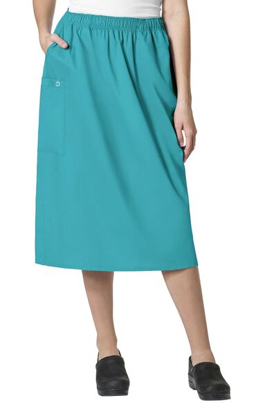 Women's Elastic Waist Cargo Scrub Skirt, , large