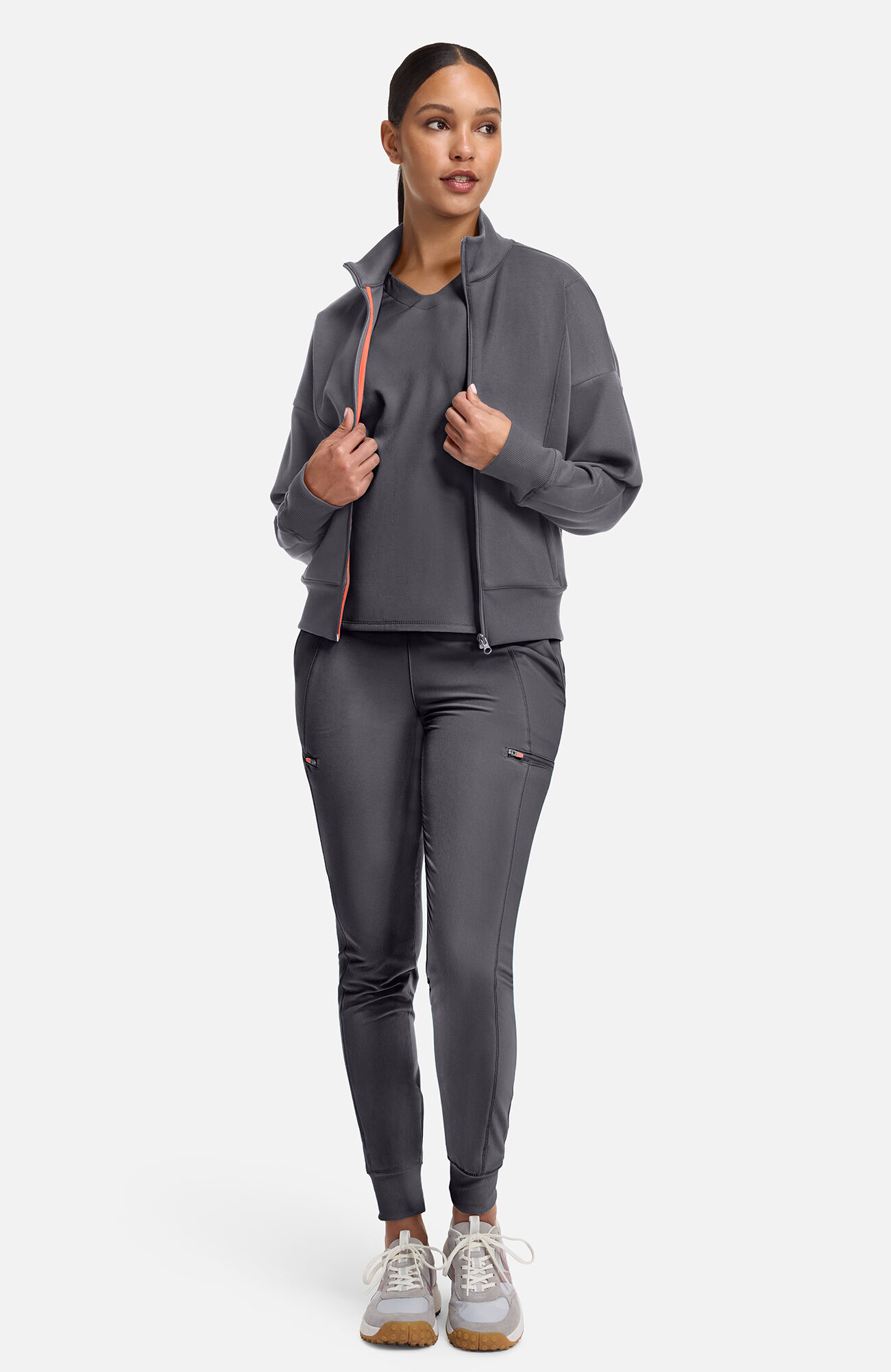 Women's Zip Front Dolman Cropped Scrub Jacket