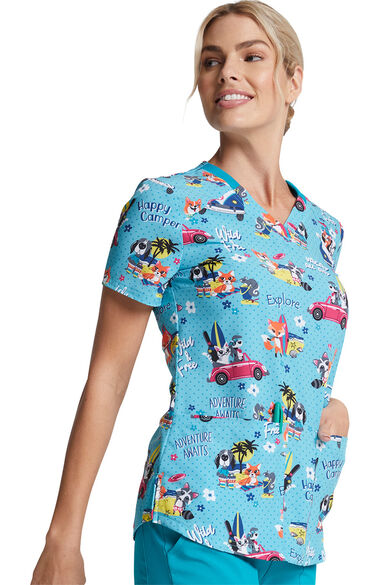 Clearance Women's Vacay All Day Print Scrub Top, , large
