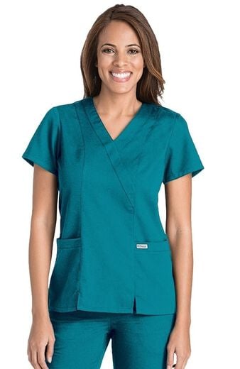 Clearance Women's Wrap with Princess Seams Solid Scrub Top