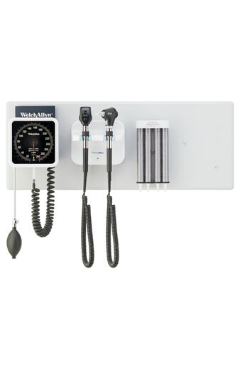 777 Wall System with Coaxial Ophthalmoscope, MacroView Basic LED Otoscope, BP Aneroid and Ear Specula Dispenser