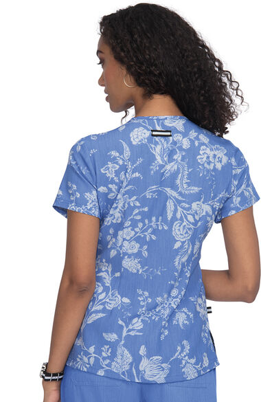 Clearance Women's Early Energy True Ceil Botanical Burnout Print Scrub Top, , large