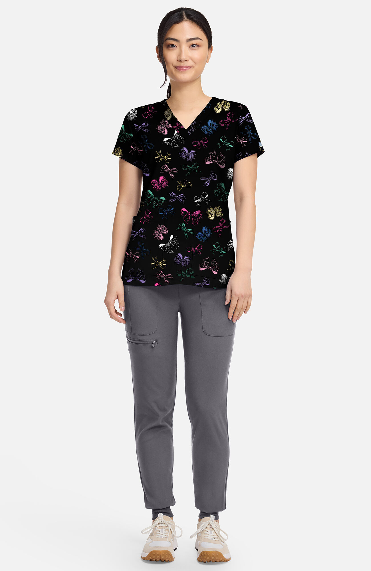 Women's Vicky Bow Mania Print Scrub Top