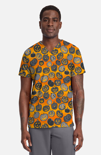 Unisex Happy Pumpkins Print Scrub Top Unisex Happy Pumpkins Print Scrub Top