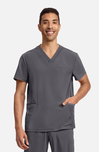 Men's 3-Pocket Rib-Knit V-Neck Scrub Top Men's 3-Pocket Rib-Knit V-Neck Scrub Top