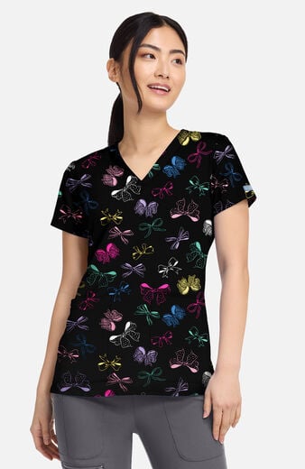 Women's Vicky Bow Mania Print Scrub Top Women's Vicky Bow Mania Print Scrub Top