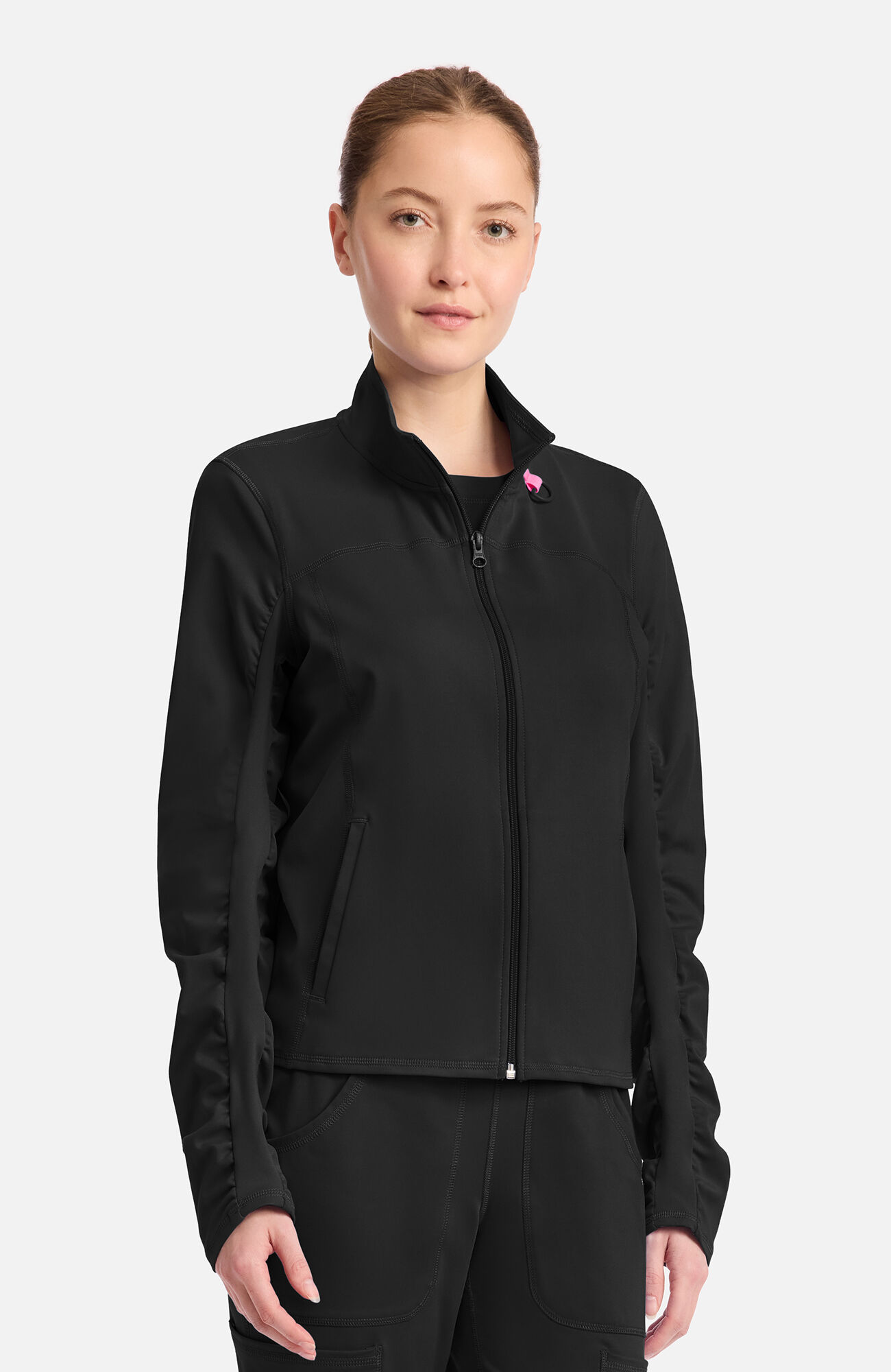 Women's Warm Knit Zip Front Scrub Jacket, , large