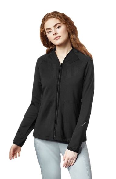 Women's Fleece Solid Scrub Jacket, , large