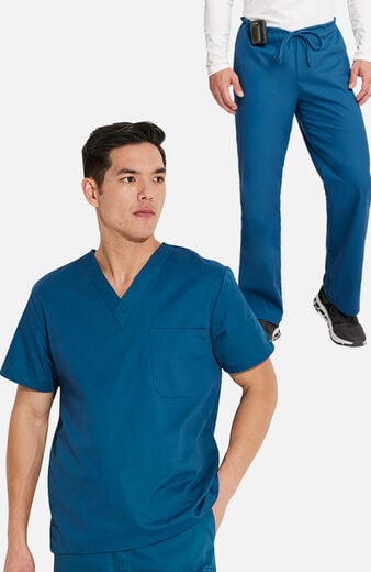 Unisex Scrub Set: V-Neck Top & Drawstring Pant Unisex Scrub Set: V-Neck Top & Drawstring Pant