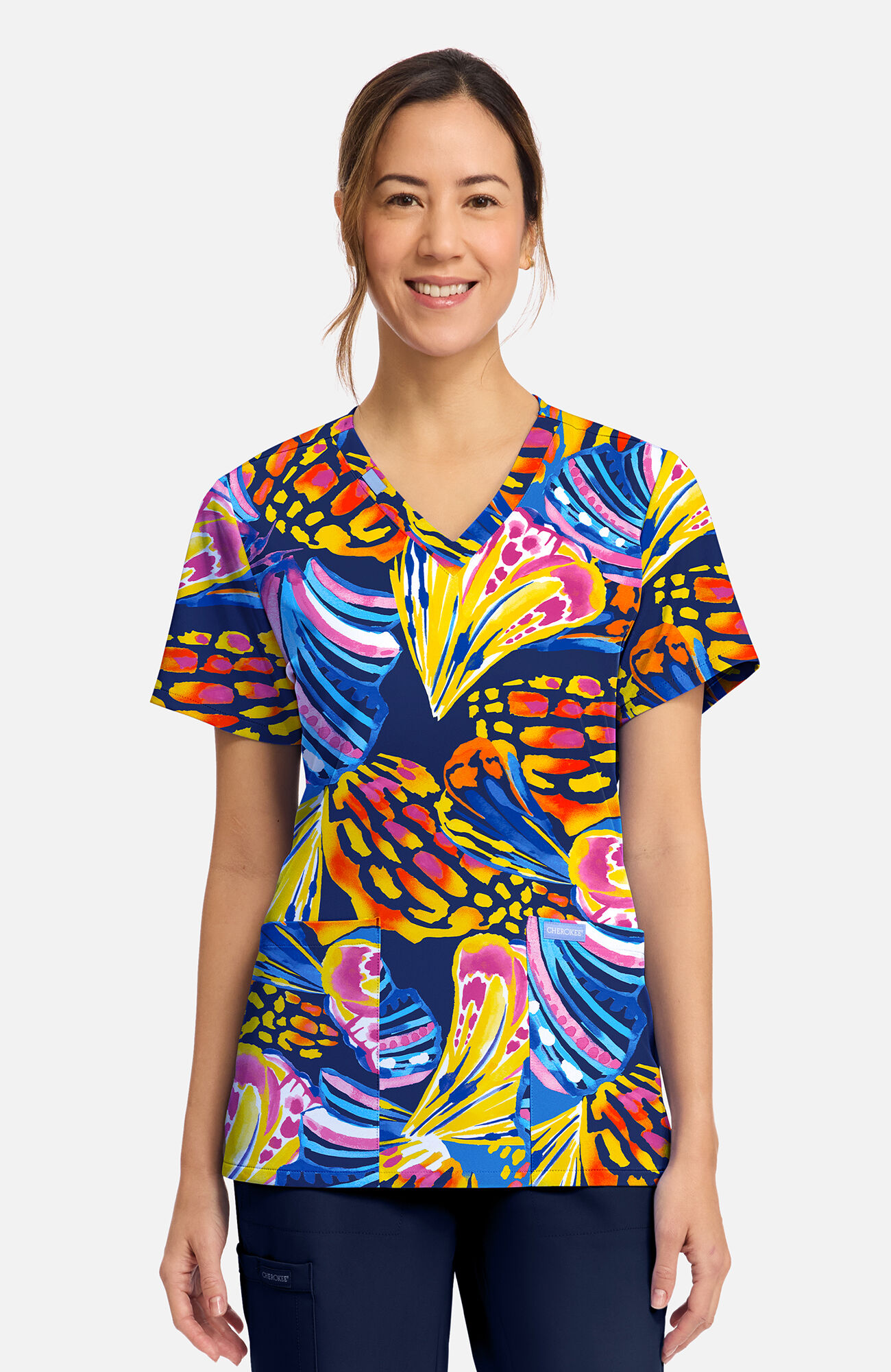 Women's Winging It Print Scrub Top