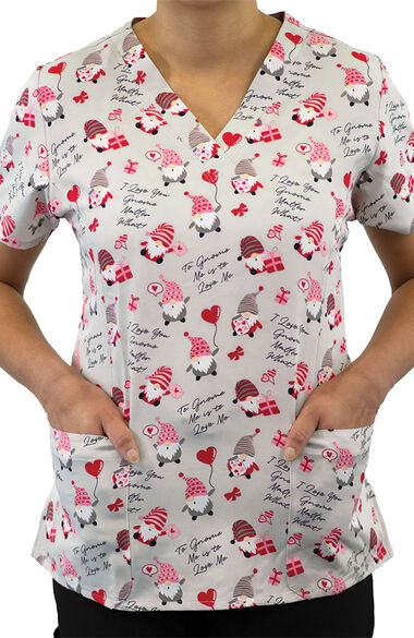 Clearance Women's Gnome Matter What Print Scrub Top, , large