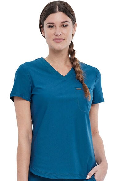 Women's Tuckable V-Neck Solid Scrub Top, , large