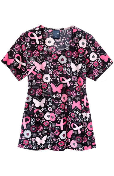 Clearance Women's Butterflies And Bows Print Scrub Top, , large
