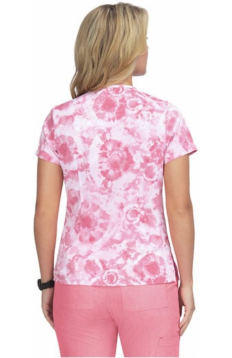 Clearance Women's Leslie Dreamscape Pink Print Scrub Top
