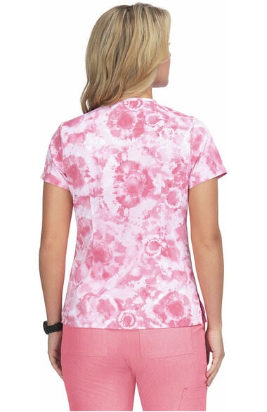 Clearance Women's Leslie Dreamscape Pink Print Scrub Top, , large