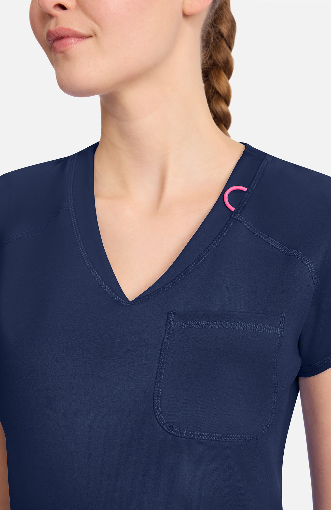 Women's Knit Raglan V-Neck Scrub Top, NAV Navy | navy, large