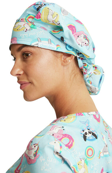 Women's Bouffant Go With The Float Print Scrub Hat, , large